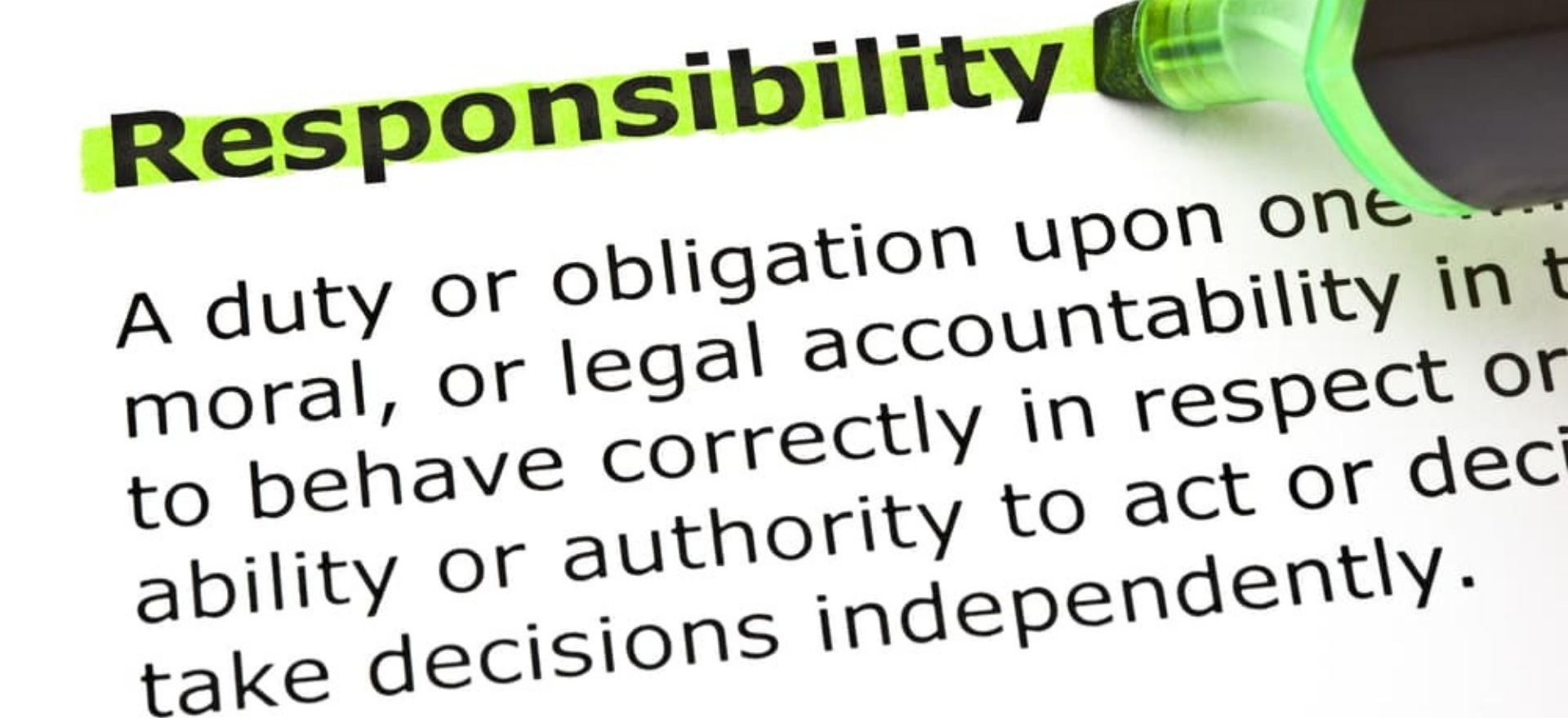 Responsibility is highlighted with its meaning